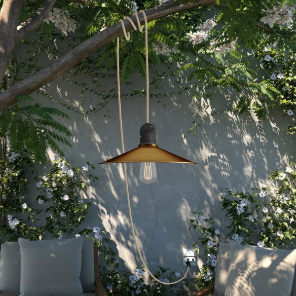 Creative cables EIVA snake se stínidlem swing, přenosná venkovní lampa, 5 m textilní kabel, voděodolná objímka IP65 a zástrčka Barva: Černá