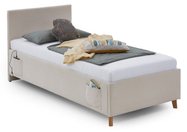 Béžová čalouněná dětská postel s úložným prostorem s roštem 90x200 cm Cool – Meise Möbel