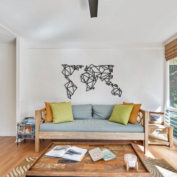 Wallity Nástěnná kovová dekorace World Map Metal Decor 4 černá