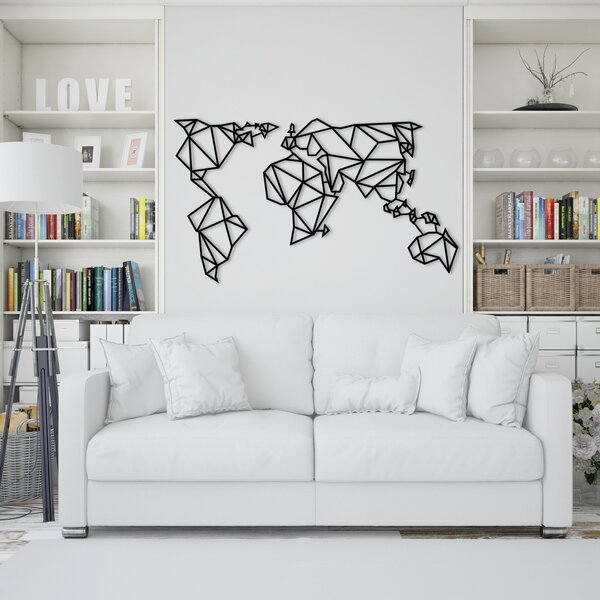 Wallity Nástěnná kovová dekorace World Map Metal Decor 4 černá