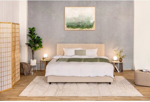 Béžová čalouněná dvoulůžková postel s úložným prostorem s roštem 160x200 cm Myra Slim Line – Bonami Selection