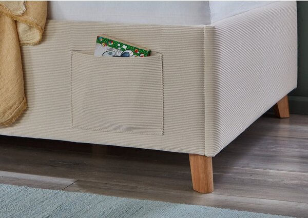 Béžová čalouněná dětská postel s úložným prostorem s roštem 90x200 cm Cool – Meise Möbel