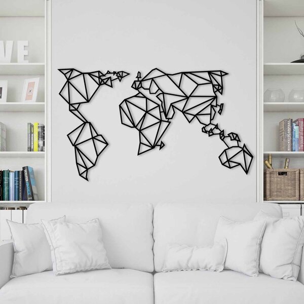 Wallity Nástěnná kovová dekorace World Map Metal Decor 4 černá