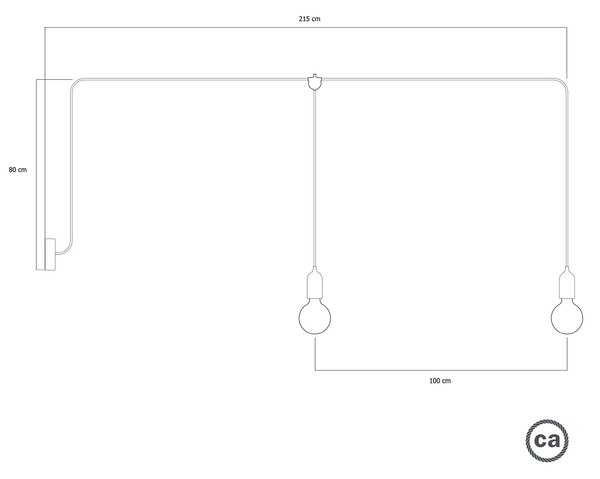 Creative cables T-snake EIVA venkovní osvětlení IP65, 2 světla a baldachýn Barva: Hořčicově žlutá