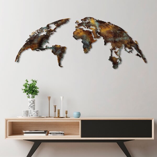Wallity Nástěnná kovová dekorace World Map Medium 3 vícebarevná