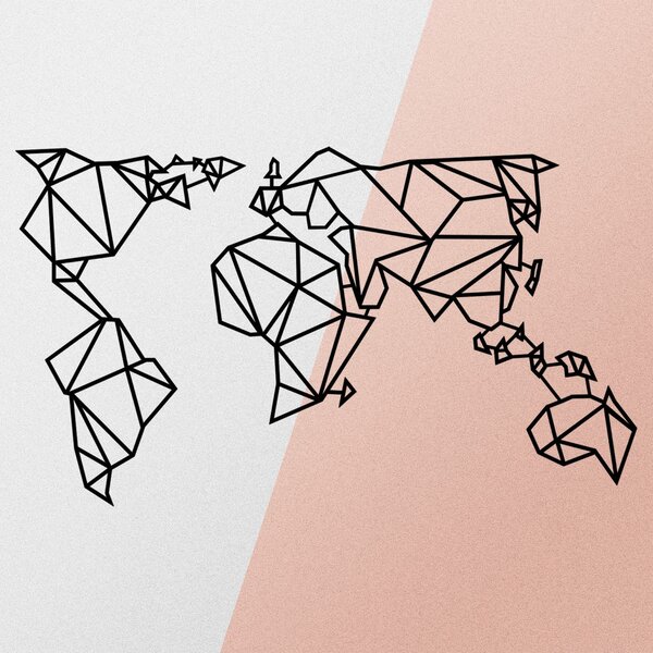 Wallity Nástěnná kovová dekorace World Map Metal Decor 4 černá