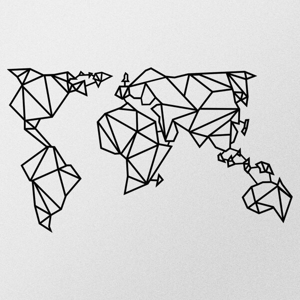 Wallity Nástěnná kovová dekorace World Map Metal Decor 4 černá