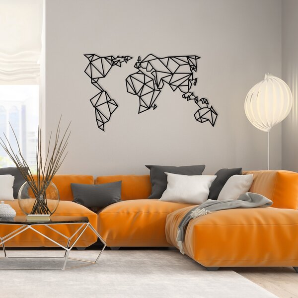 Wallity Nástěnná kovová dekorace World Map Metal Decor 4 černá
