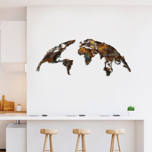 Wallity Nástěnná kovová dekorace World Map Medium 3 vícebarevná