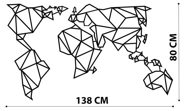 Wallity Nástěnná kovová dekorace World Map Metal Decor 4 černá