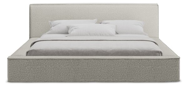 Světle šedá čalouněná dvoulůžková postel s úložným prostorem s roštem 180x200 cm Noho – Makamii