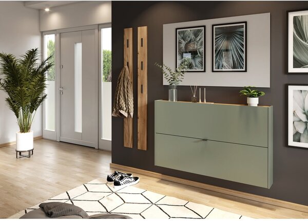 Šalvějově zelený výklopný botník 140x85x19 cm Ameca – Germania