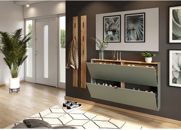 Šalvějově zelený výklopný botník 140x85x19 cm Ameca – Germania