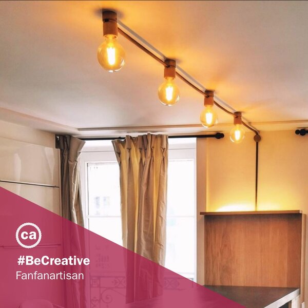Creative cables Filé system - sestava pro přímou instalaci - 5m kabelu pro světelné šňúry a 7 dřevěných komponentů Barva kabelu: Neonově oranžová - CF15
