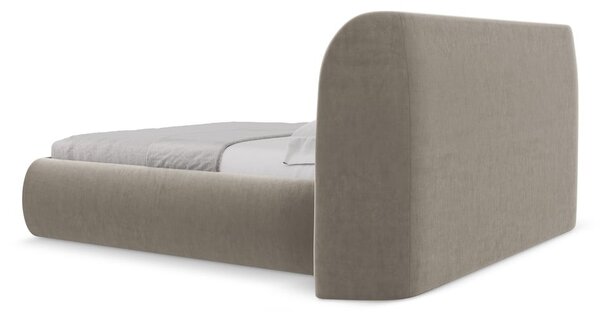 Čalouněná dvoulůžková postel taupe s úložným prostorem s roštem 160x200 cm Hauke – Makamii