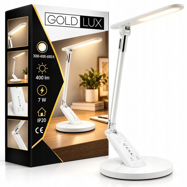 Stolní lampička Goldlux OPTIMUM bílá, výkon až 7 W