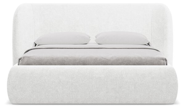 Bílá čalouněná dvoulůžková postel s úložným prostorem s roštem 180x200 cm Hauke – Makamii