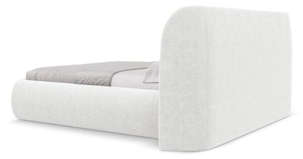 Bílá čalouněná dvoulůžková postel s úložným prostorem s roštem 180x200 cm Hauke – Makamii