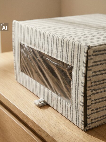 Sinsay - Skládací úložný box s pruhy a okénkem - zelená