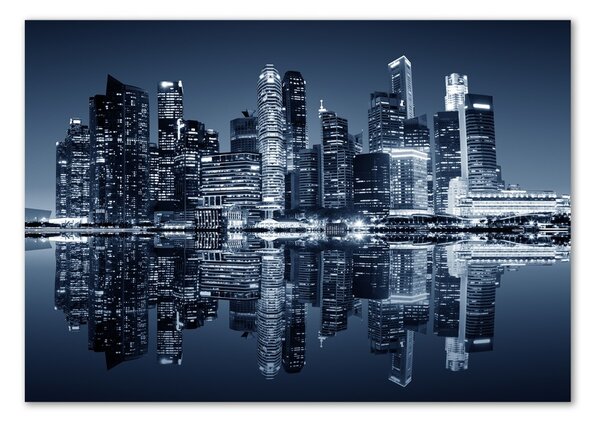 Foto obraz sklo tvrzené Singapur noc osh-86084322