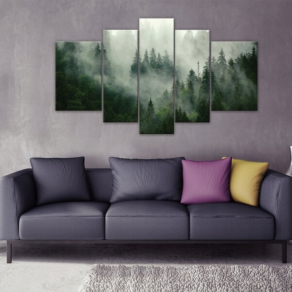 Obraz na plátně Wallarena les v mlze, hnědý rám 170x100 cm