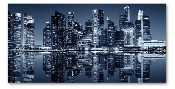 Foto obraz sklo tvrzené Singapur noc osh-86084322