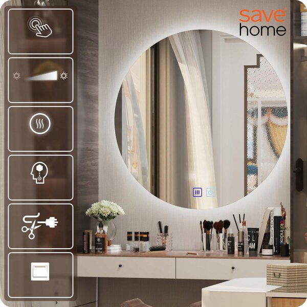 Zrcadlo koupelnové zrcadlo Save Home, nástěnné, kulaté, 60 cm
