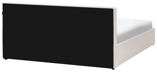 Postel s úložným prostorem LAURESSES Tkanina Světle béžová 180 x 200 cm