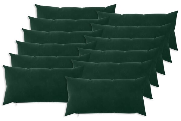 Povlak na polštář 12 pcs HEERLEN Tmavě zelená 40 x 80 cm Samet