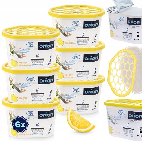 6x Pohlcovač VLHKOSTI odvlhčovač vzduchu do místností CITRONOVÝ kontejner