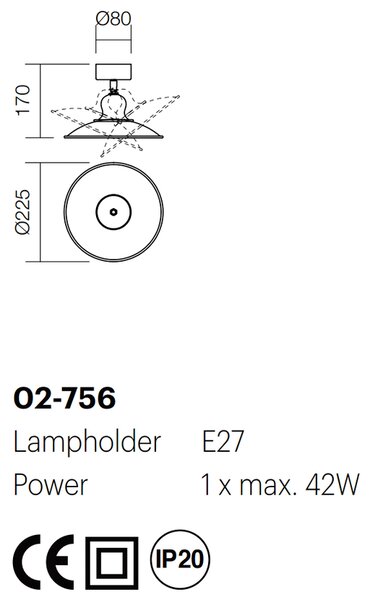 Incanti Retro nástěnné svítidlo Lena, ø 22,5 cm