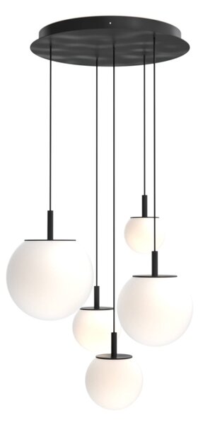 Brokis Designové závěsné svítidlo Sfera PC1168, Ø15cm Povrch Montury: kov - černý matný komaxit (CCS846), Barva el. vedení: textilní kabel - černý (CECL519), Baldachýn: kov - černý matný komaxit (CCSC619)