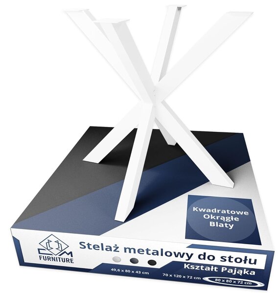 Kovová noha, podnoží pro konferenční stolek, stolek, lavici - Pająk loft BÍLÁ (bílá)