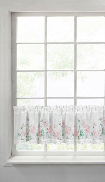 Vitrážová Záclona etamín rustikální styl 60x150 květy