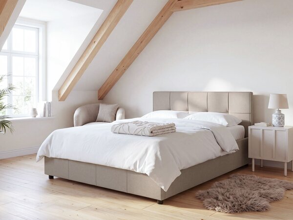 Postel s úložným prostorem LAURESSES Tkanina Taupe 120 x 200 cm
