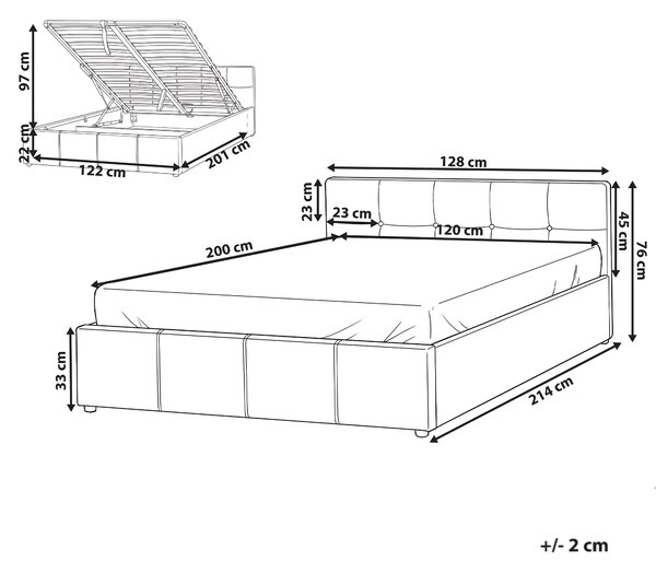 Postel s úložným prostorem LAURESSES Tkanina Taupe 120 x 200 cm