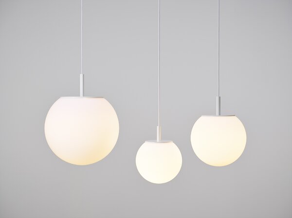 Brokis Designové závěsné svítidlo Sfera PC1169 Ø25cm Povrch Montury: kov - černý matný komaxit (CCS846), Barva el. vedení: textilní kabel - černý (CECL519), Baldachýn: kov - bílý matný komaxit (CCSC618)