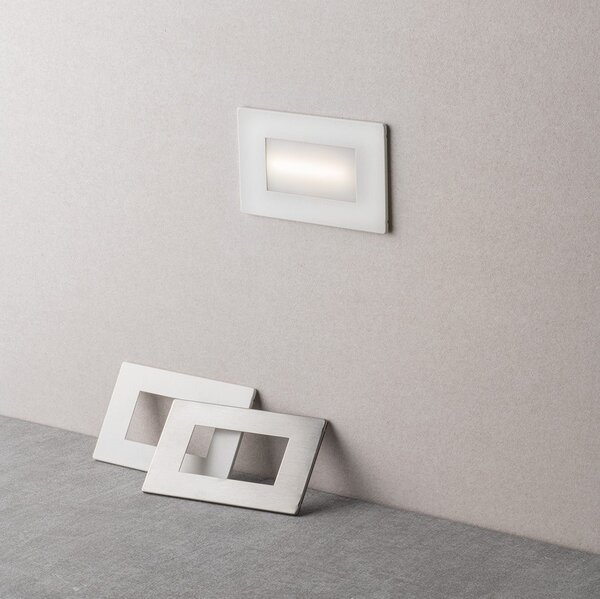 FAN INC-BOLT-503CCT Zápustné venkovní svítidlo LED Bolt, bílá/nikl/polykarbonát, 3 W, 350 lm, CCT, IP65, 10,7 x 3,25 x 6,7 cm - FANEUROPE
