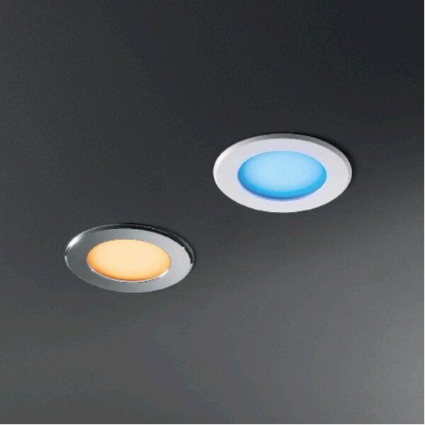 FAN INC-RAINBOW-M BCO Zápustné venkovní svítidlo LED Rainbow, DC 12 V, bílé/plast, 5 W, 110 lm, RGBW, IP65, 10 x 10 x 3,2 cm - FANEUROPE
