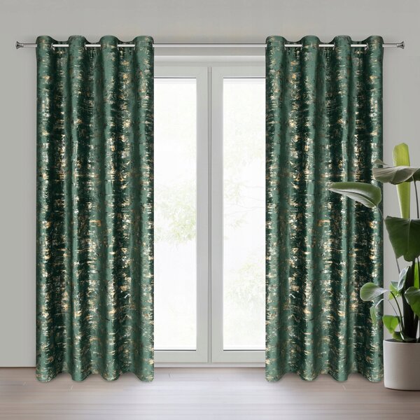 Hotový Závěs Sametový 140x250 TAMI světle zelený Eurofirany S Potiskem