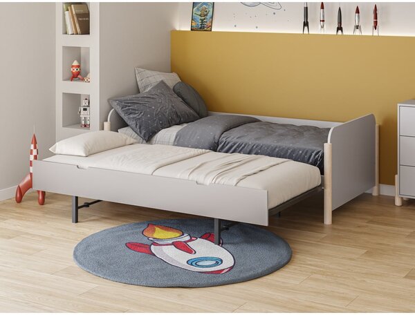 Krémová dětská postel z borovicového dřeva s výsuvným lůžkem 90x190 cm Enola – Marckeric