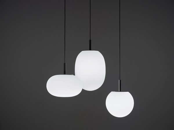 Brokis Designové závěsné svítidlo Sfera PC1285, Ø38cm Povrch Montury: kov - černý matný komaxit (CCS846), Barva el. vedení: textilní kabel - černý (CECL519), Baldachýn: kov - černý matný komaxit (CCSC619)