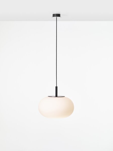 Brokis Designové závěsné svítidlo Sfera PC1285, Ø38cm Povrch Montury: kov - černý matný komaxit (CCS846), Barva el. vedení: textilní kabel - černý (CECL519), Baldachýn: kov - černý matný komaxit (CCSC619)