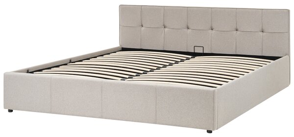 Postel s úložným prostorem LAURESSES Tkanina Taupe 180 x 200 cm