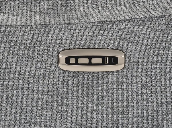HVILLE relaxační otočné křeslo s elektrickým ovládáním a USB-C portem, potah šedá látka