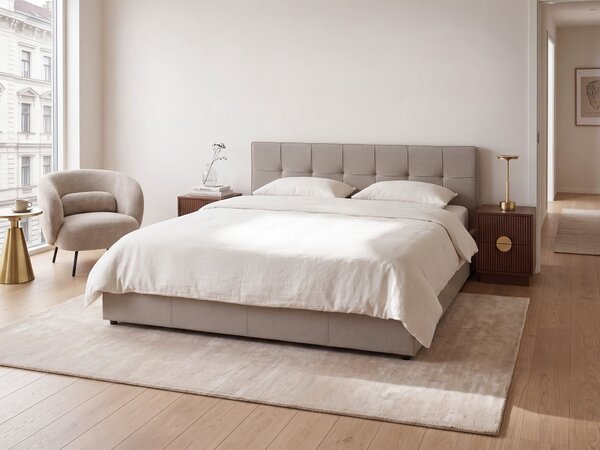 Postel s úložným prostorem LAURESSES Tkanina Taupe 180 x 200 cm