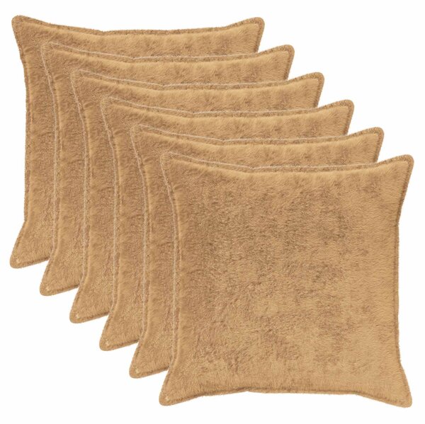 Povlak na polštář 6 ks HOUTEN Taupe 70 x 70 cm Umělá králičí