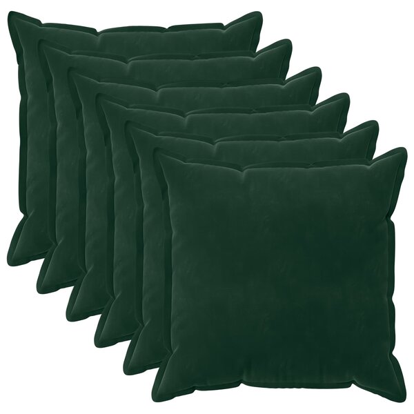 Povlak na polštář 6 pcs HOUTEN Tmavě zelená 80 x 80 cm Samet