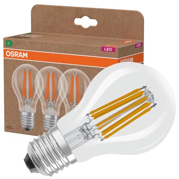3x LED žárovka E27 7,2W = 100W 1521lm 2700K FILAMENT 212lm/W Třída A OSRAM