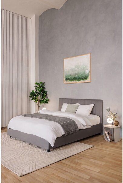 Šedá čalouněná dvoulůžková postel s úložným prostorem s roštem 160x200 cm Myra Slim Line – Bonami Selection